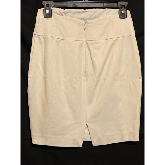 Express Womens White Fitted Pencil Skirt Size 0 With Back Zipper & Front Slit - Picture 2 of 9